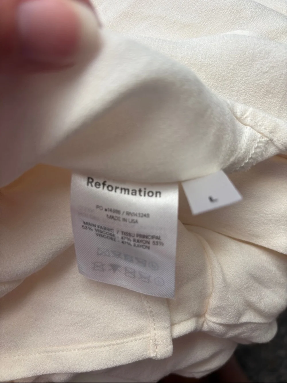 Reformation Cream Square-Neck Peplum Blouse